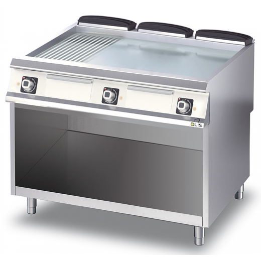 Gratar electric L=1200mm. cu suprafata 1/3 striata si 2/3 neteda