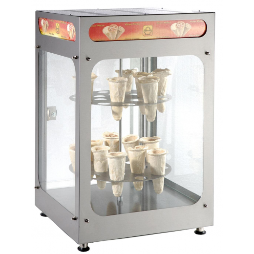 Vitrina calda rotativa pentru expus pizza la con